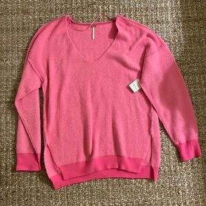 NWT Free People Sweater Weather Beach Stroller V-Neck Sweater Oversized XS